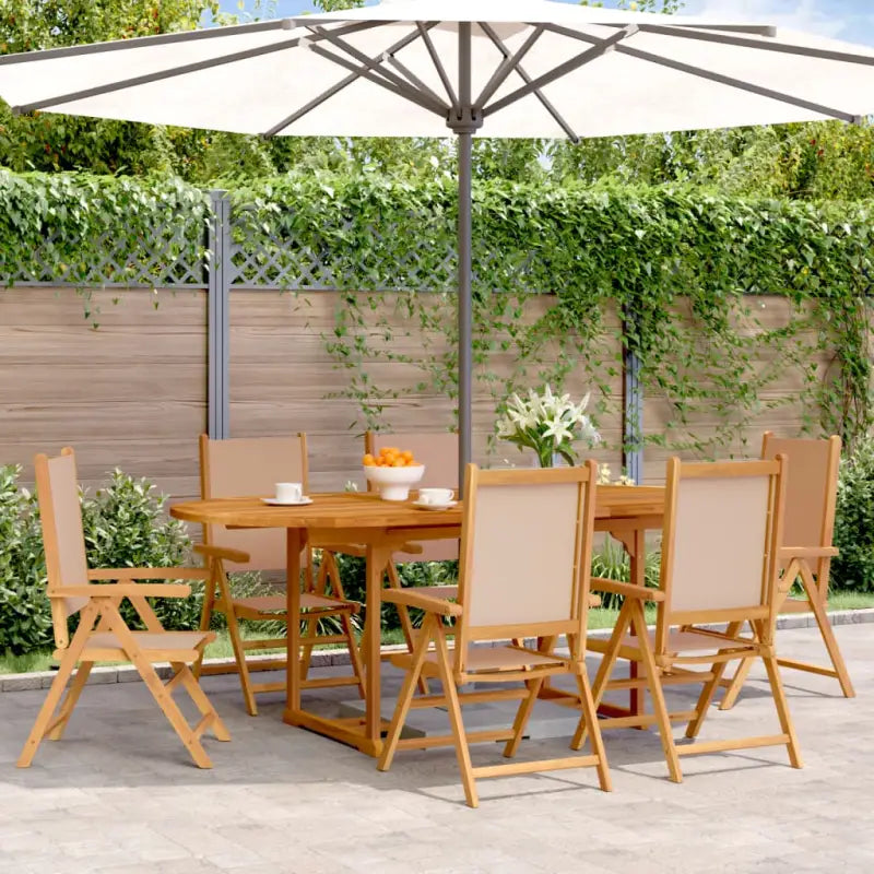 Tuinset van massief acaciahout voor buiten en terras ontspanning - Taupe / ovaal - Tuinsets