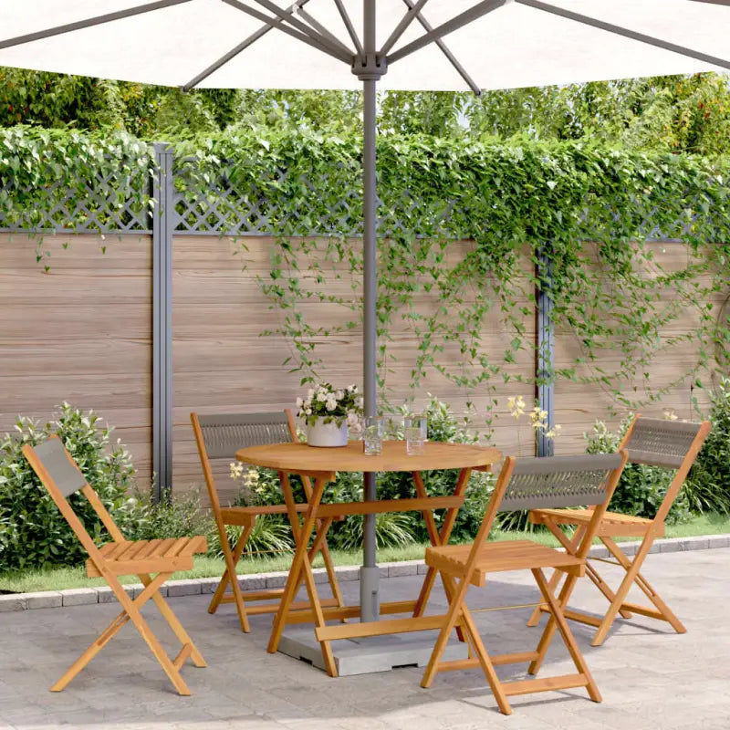 Tuinset van massief acaciahout voor buiten en terras ontspanning - Grijs / 90 x 75 cm - Tuinsets