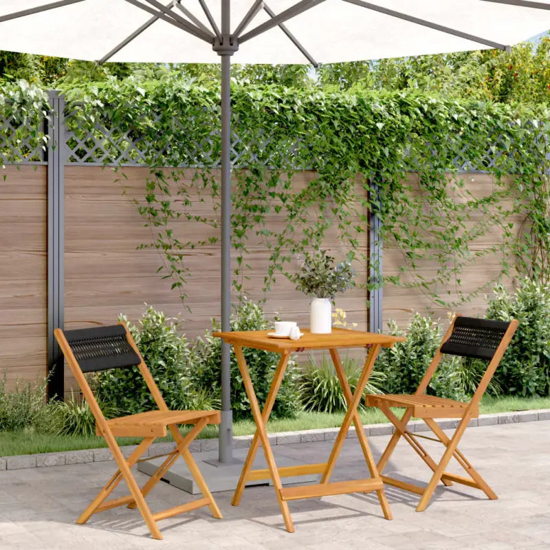 Tuinset van massief acaciahout voor buiten en terras ontspanning - Zwart / 60 x 60 x 75 cm - Tuinsets