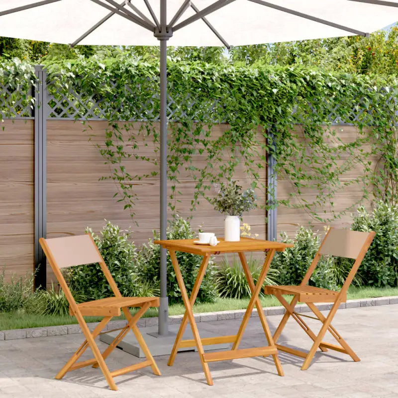 Tuinset van massief acaciahout voor buiten en terras ontspanning - Taupe / 60 x 60 x 75 cm - Tuinsets