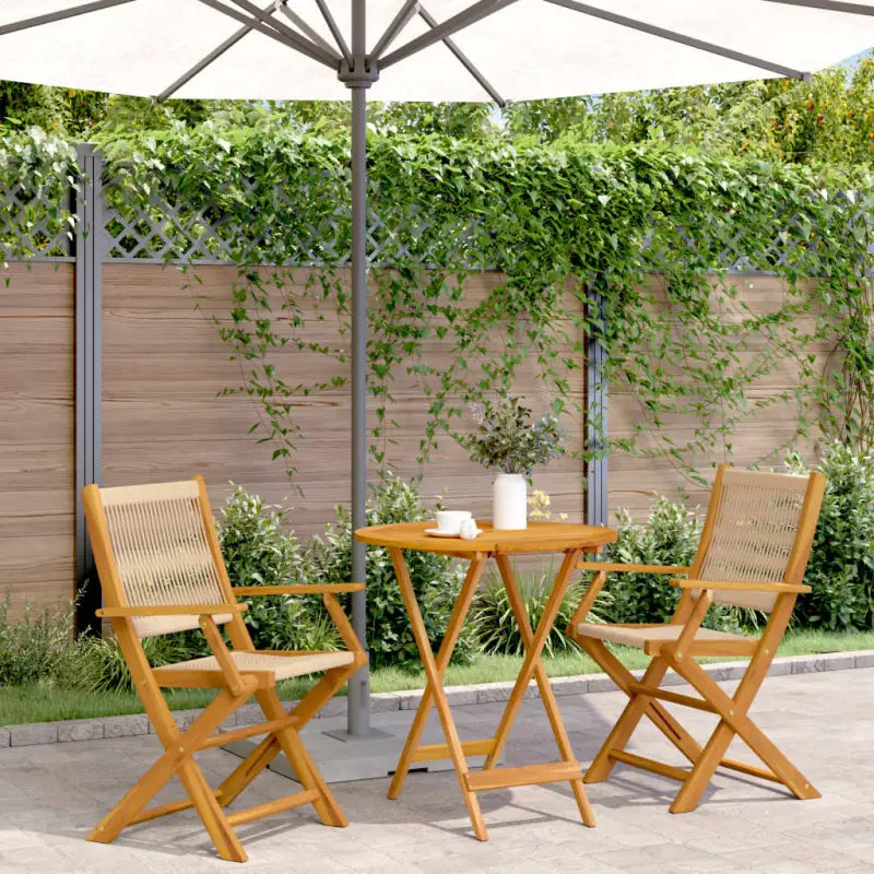 Tuinset van massief acaciahout voor gezellige buiten momenten - Beige / 70 x 75 cm - Tuinsets