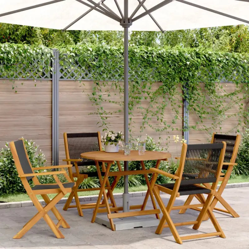 Tuinset van massief acaciahout voor gezellige buiten momenten - Zwart / 90 x 75 cm - Tuinsets