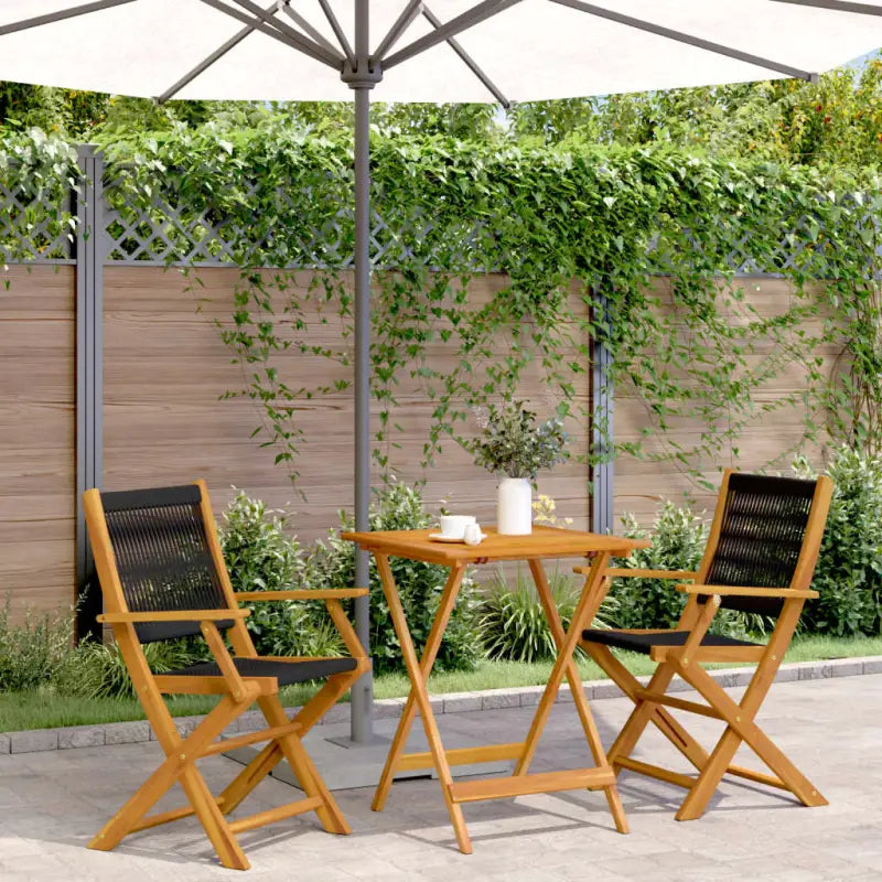 Tuinset van massief acaciahout voor gezellige buiten momenten - Zwart / 60 x 60 x 75 cm - Tuinsets