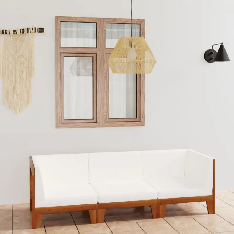 Tuinset van massief acaciahout voor stijl en functionaliteit - Crème / 2x hoek + midden - Tuinsets