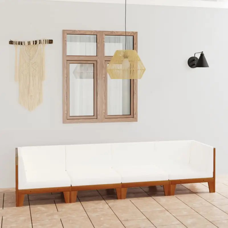 Tuinset van massief acaciahout voor stijl en functionaliteit - Crème / 2x hoek + 2x midden - Tuinsets
