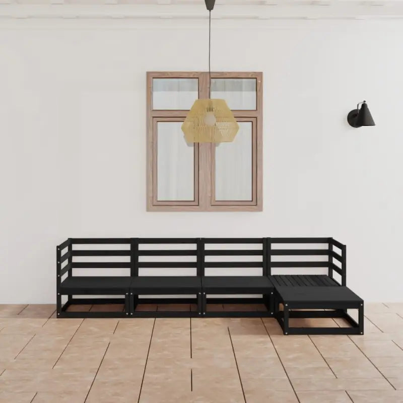 Tuinset van massief grenenhout met comfortabele rug en zijkussen - Zwart / Nee - Tuinsets