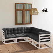 Tuinset van massief grenenhout met comfortabele rug- en zijkussens - Tuinsets