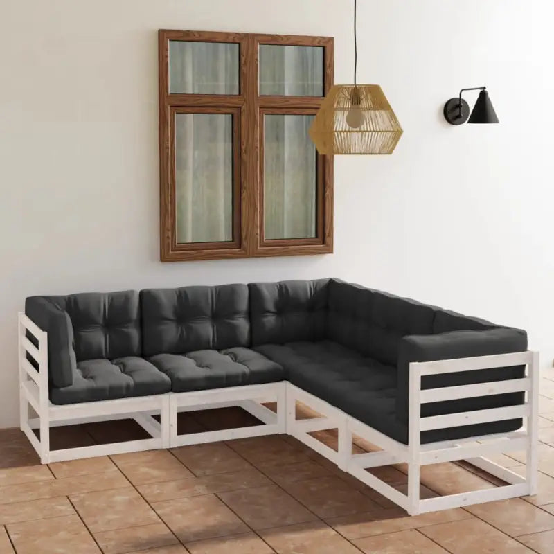 Tuinset van massief grenenhout met comfortabele rug- en zijkussens - Tuinsets