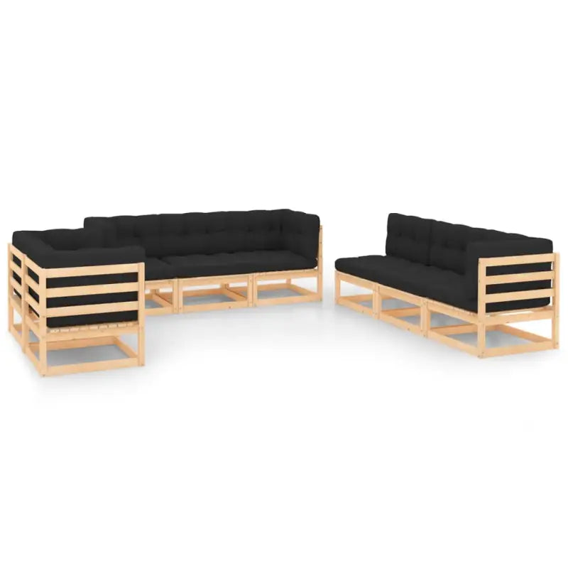 Tuinset van massief grenenhout met comfortabele rug en zijkussens - Naturel en antraciet / Ja - Tuinsets