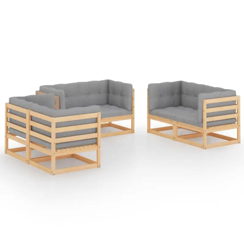 Tuinset van massief grenenhout met comfortabele rug- en zijkussens - Tuinsets