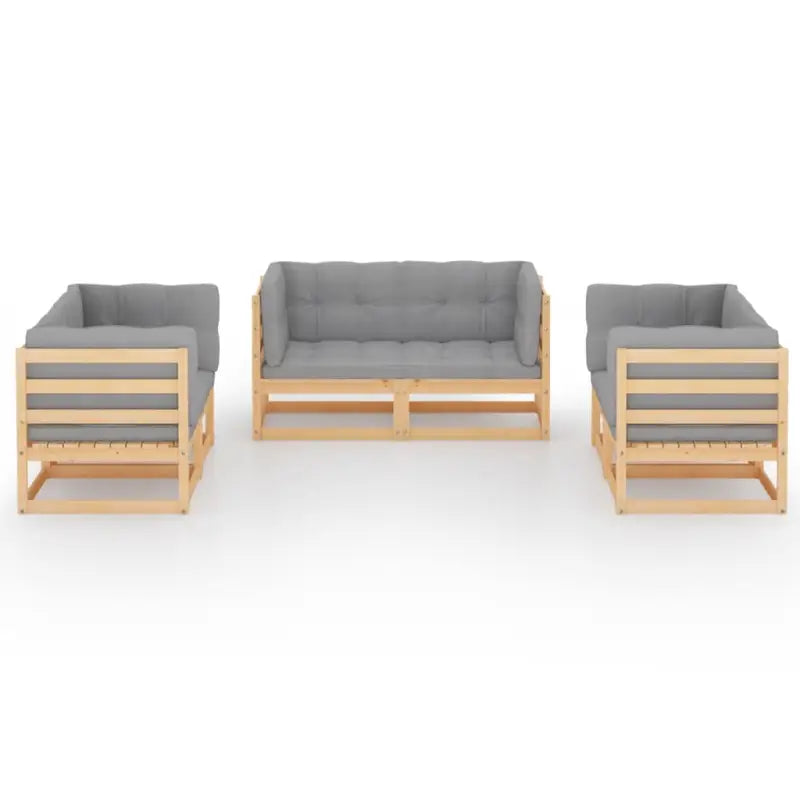 Tuinset van massief grenenhout met comfortabele rug- en zijkussens - Tuinsets
