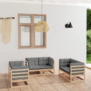 Tuinset van massief grenenhout met comfortabele rug- en zijkussens - Tuinsets