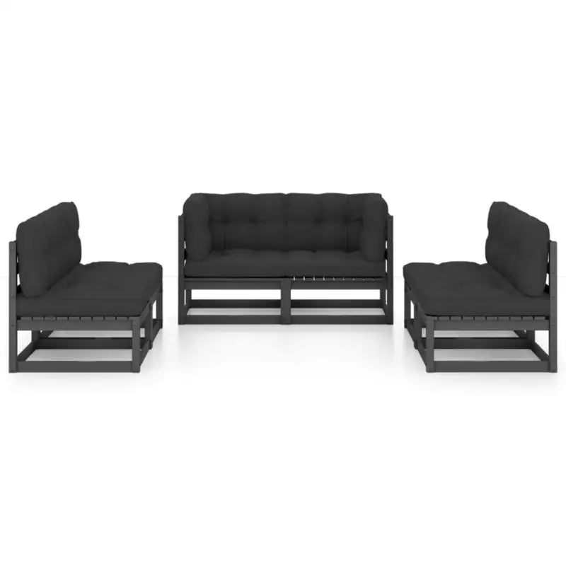 Tuinset van massief grenenhout met comfortabele rug- en zijkussens - Tuinsets