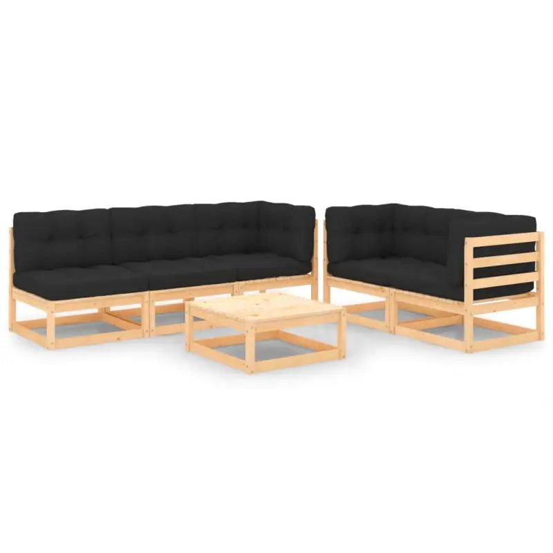 Tuinset van massief grenenhout met comfortabele rug en zijkussens - Naturel en antraciet / Ja - Tuinsets