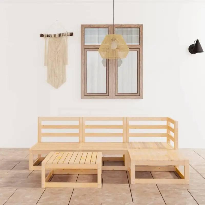 Tuinset van massief grenenhout met comfortabele rug- en zijkussens - Naturel / Nee - Tuinsets