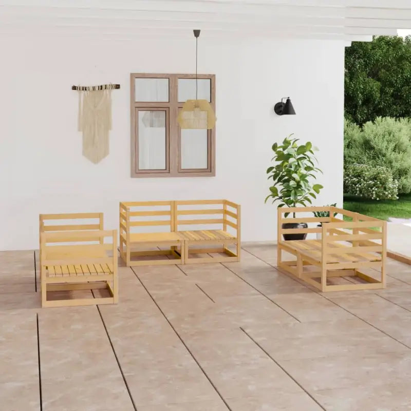 Tuinset van massief grenenhout met comfortabele rug- en zijkussens - Naturel / Nee - Tuinsets