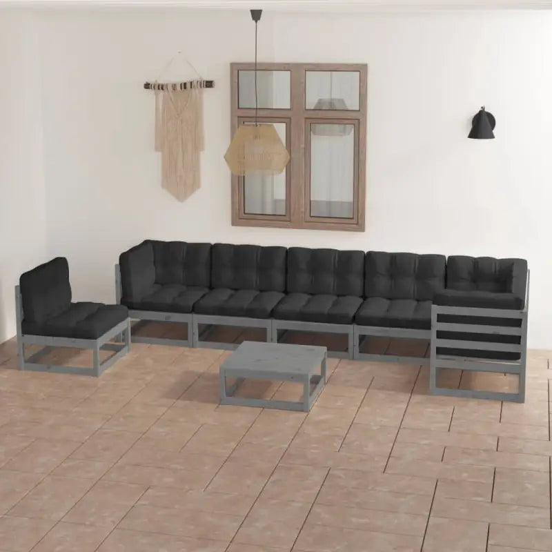 Tuinset van massief grenenhout met comfortabele rug- en zijkussens - Tuinsets