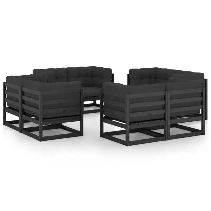 Tuinset van massief grenenhout met rug- en zijkussen voor ontspanning - Tuinsets