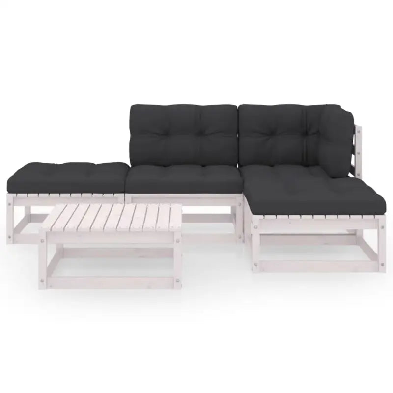 Tuinset van massief grenenhout met rug- en zijkussen voor ontspanning - Tuinsets