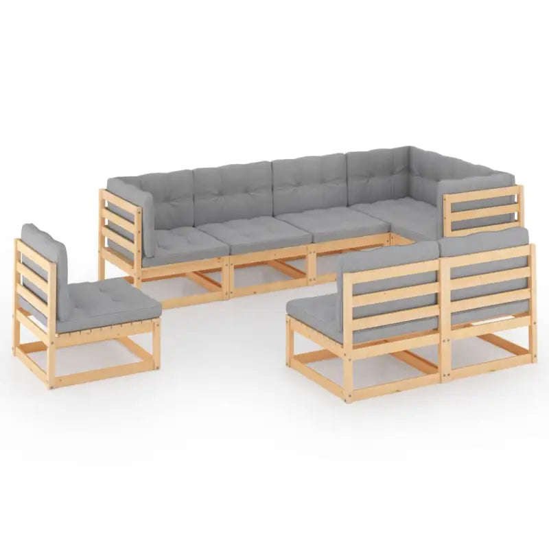 Tuinset van massief grenenhout met rug- en zijkussen voor ontspanning - Tuinsets