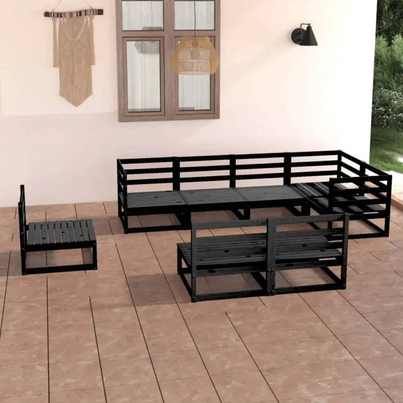 Tuinset van massief grenenhout met rug- en zijkussen voor ontspanning - Zwart / Nee - Tuinsets
