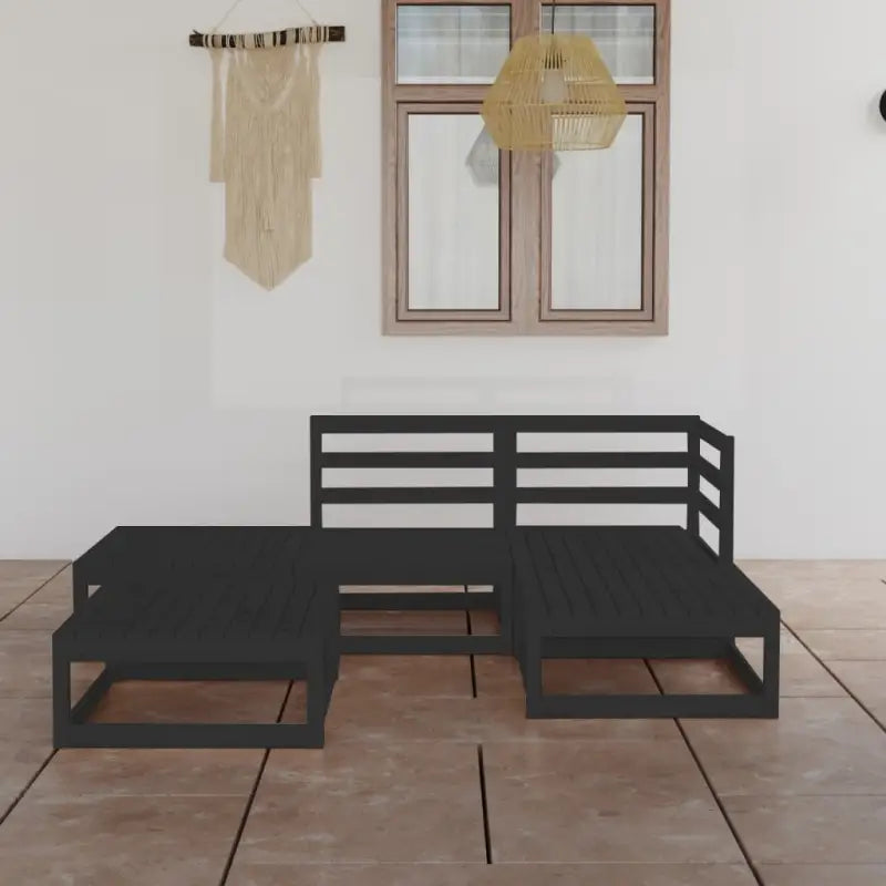 Tuinset van massief grenenhout met rug- en zijkussen voor ontspanning - Zwart / Nee - Tuinsets