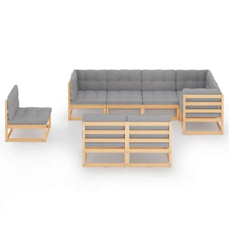 Tuinset van massief grenenhout met rug- en zijkussen voor ontspanning - Tuinsets