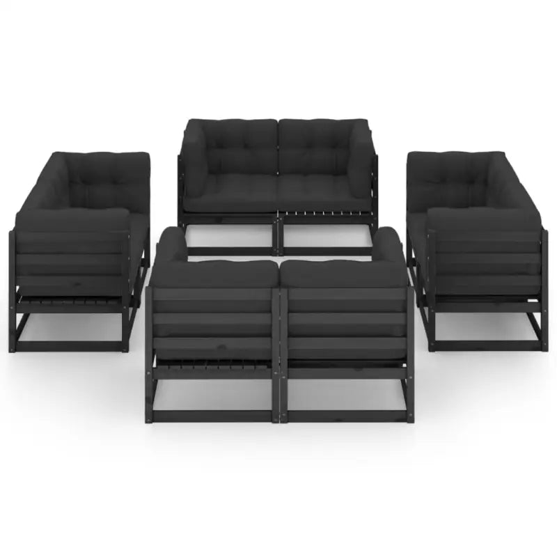 Tuinset van massief grenenhout met rug- en zijkussen voor ontspanning - Tuinsets