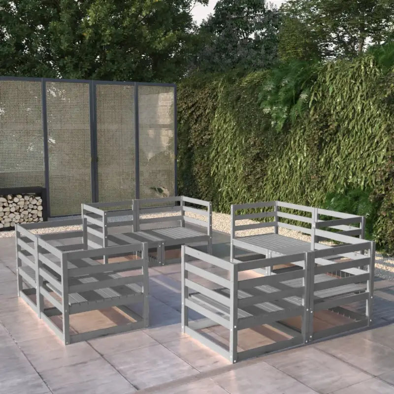 Tuinset van massief grenenhout met rug- en zijkussen voor ontspanning - Grijs / Nee - Tuinsets
