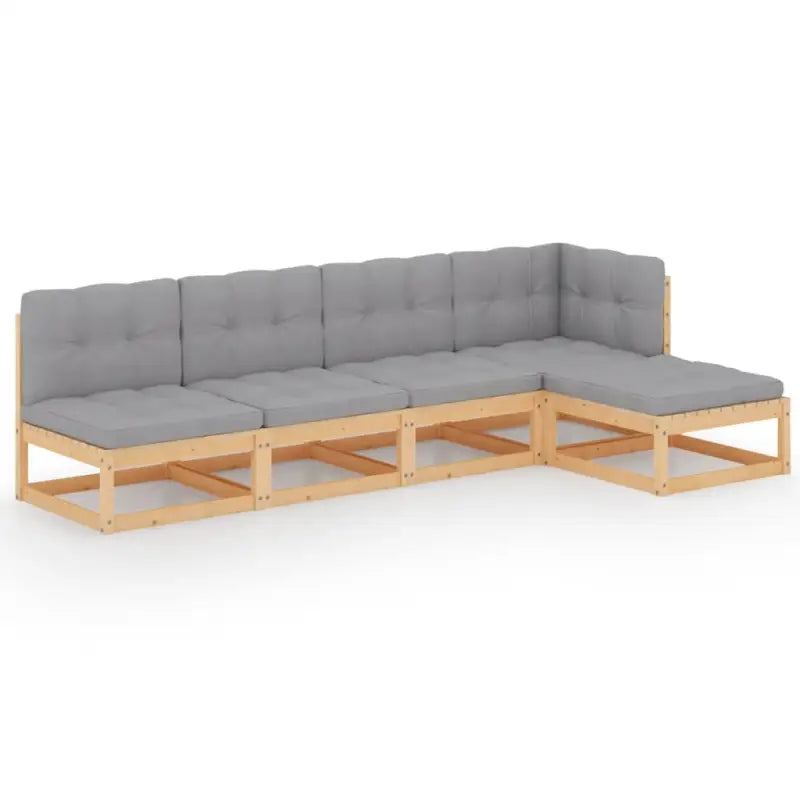 Tuinset van massief grenenhout met rug- en zijkussen voor ultiem comfort - Naturel / Ja - Tuinsets