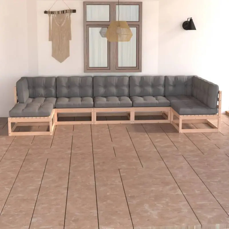 Tuinset van massief grenenhout met rug- en zijkussens voor ontspanning - Naturel / Ja - Tuinsets