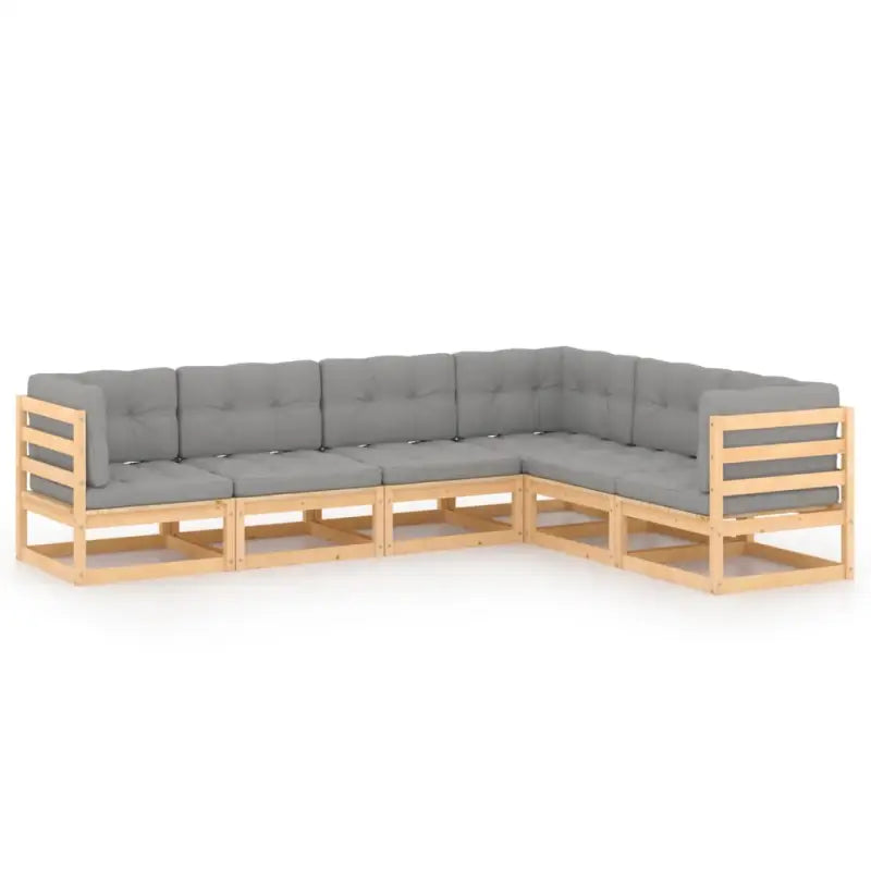 Tuinset van massief grenenhout met rug- en zijkussens voor ontspanning - Tuinsets