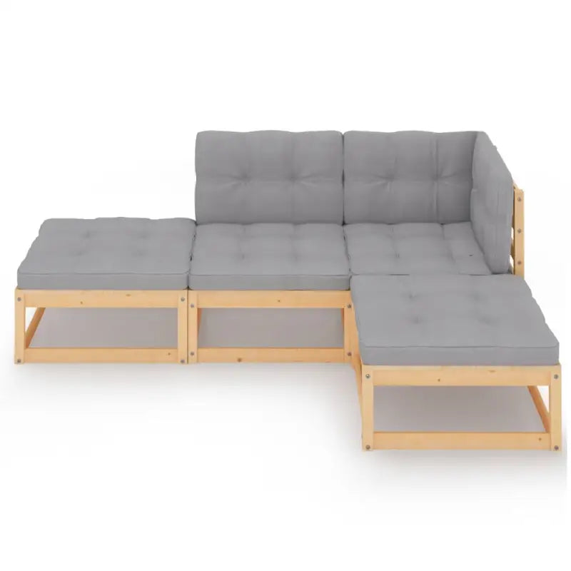 Tuinset van massief grenenhout met rug- en zijkussens voor comfortabel zitten - Tuinsets