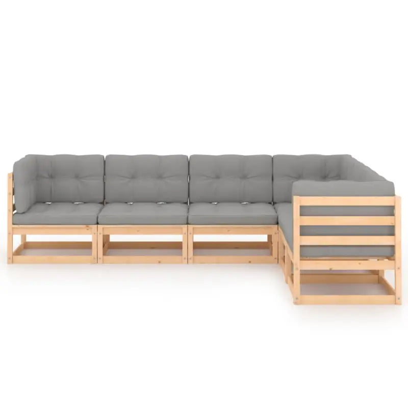 Tuinset van massief grenenhout met rug- en zijkussens voor ontspanning - Tuinsets