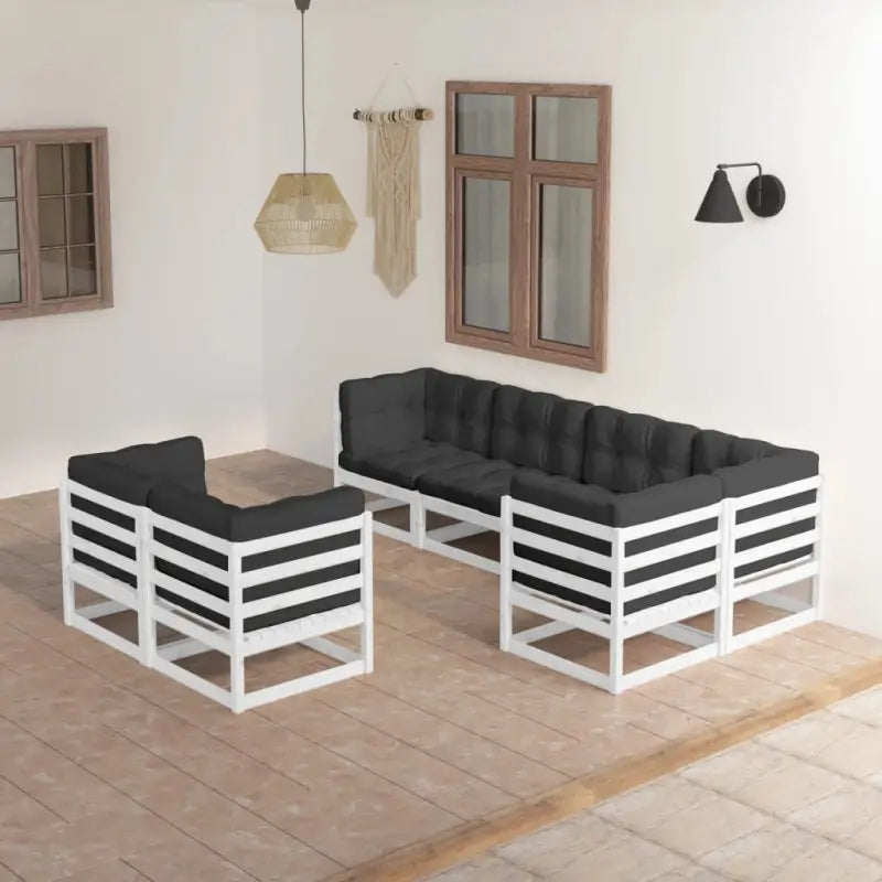 Tuinset van massief grenenhout met rug- en zijkussens voor ontspanning - Tuinsets