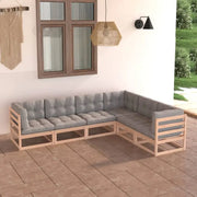 Tuinset van massief grenenhout met rug- en zijkussens voor ontspanning - Tuinsets