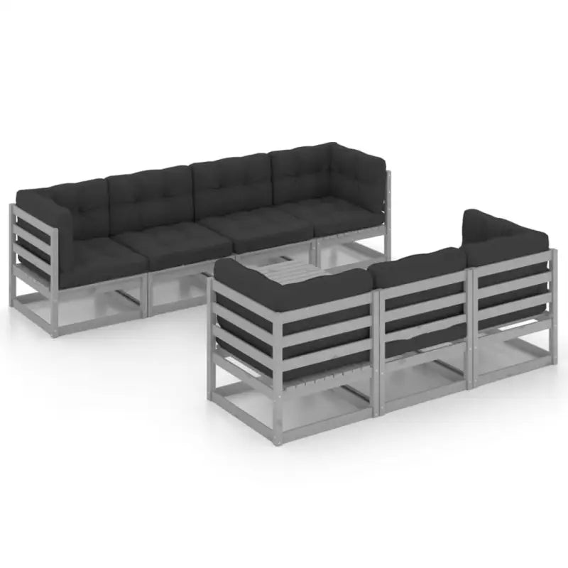 Tuinset van massief grenenhout met rug- en zijkussens voor ontspanning - Tuinsets