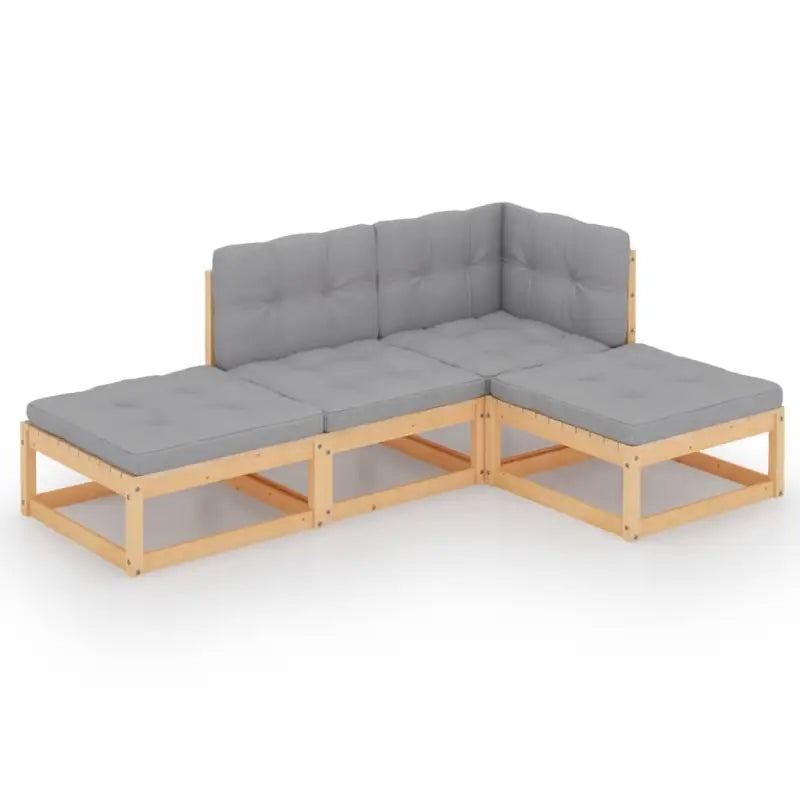 Tuinset van massief grenenhout met rug- en zijkussens voor comfortabel zitten - Tuinsets