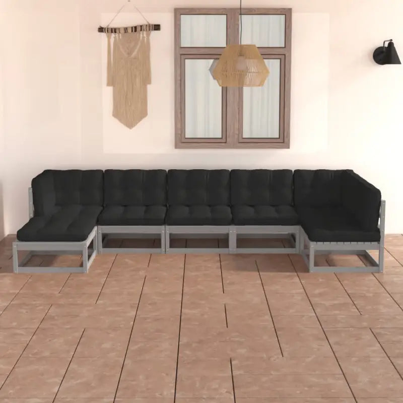 Tuinset van massief grenenhout met rug- en zijkussens voor ontspanning - Tuinsets