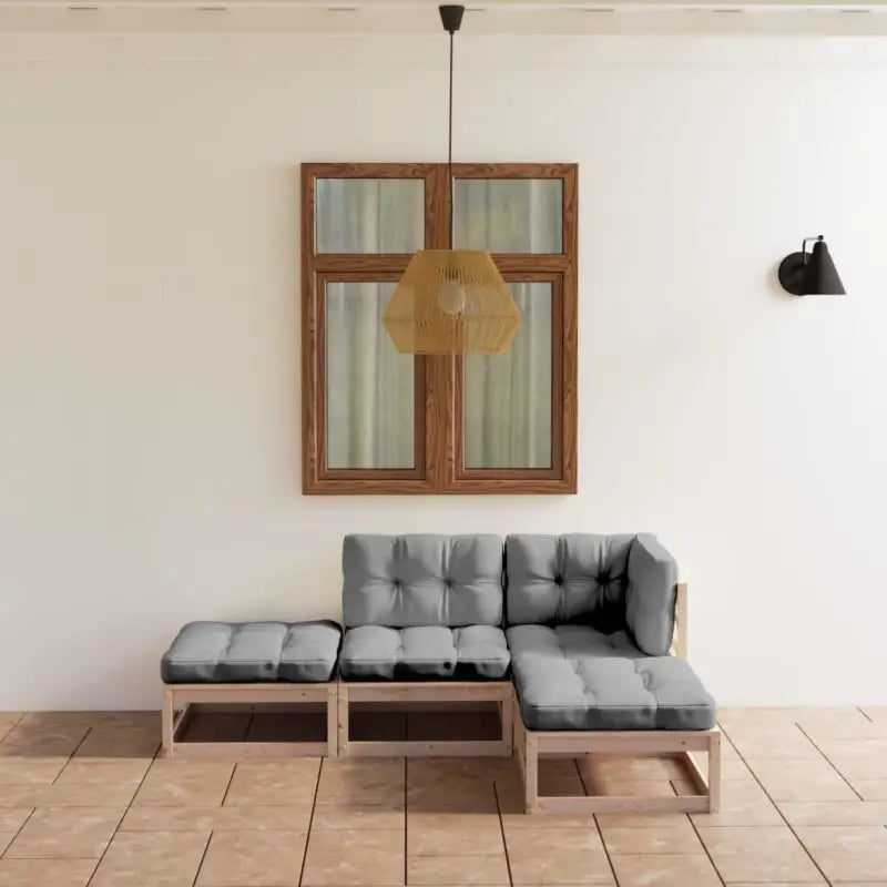 Tuinset van massief grenenhout met rug- en zijkussens voor comfortabel zitten - Tuinsets