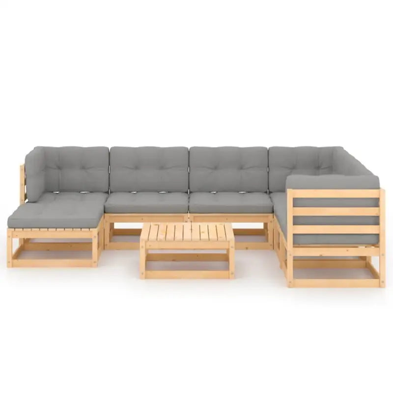 Tuinset van massief grenenhout met rug- en zijkussens voor comfort - Tuinsets