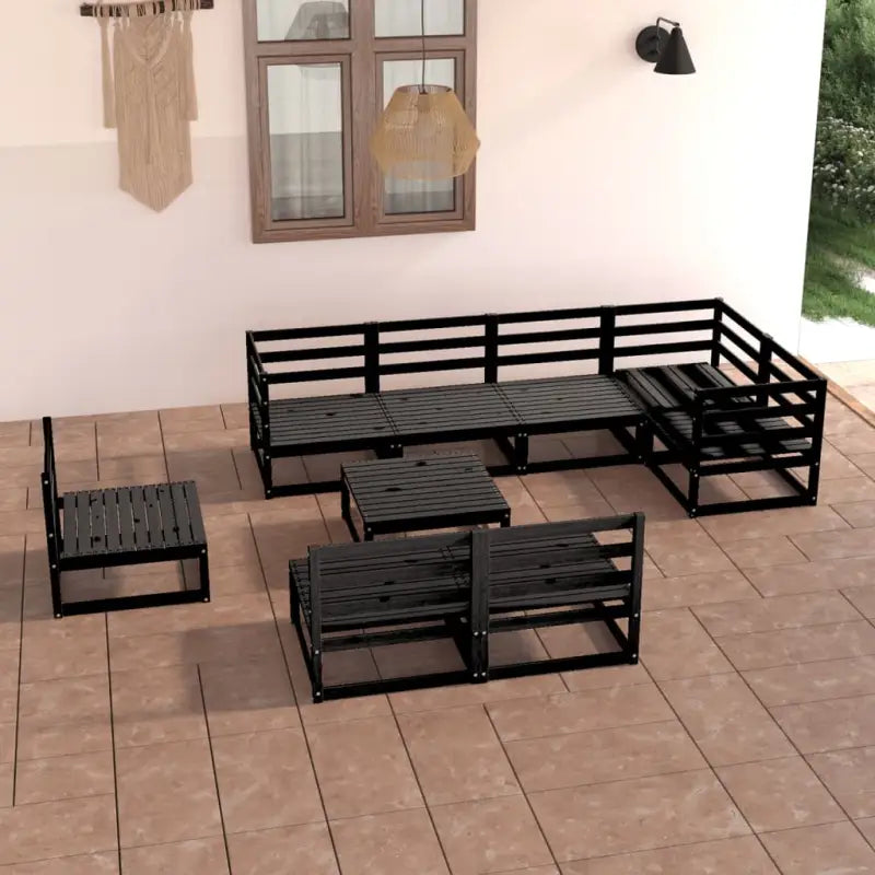 Tuinset van massief grenenhout met rug en zijkussens voor optimaal comfort - Zwart / Nee - Tuinsets