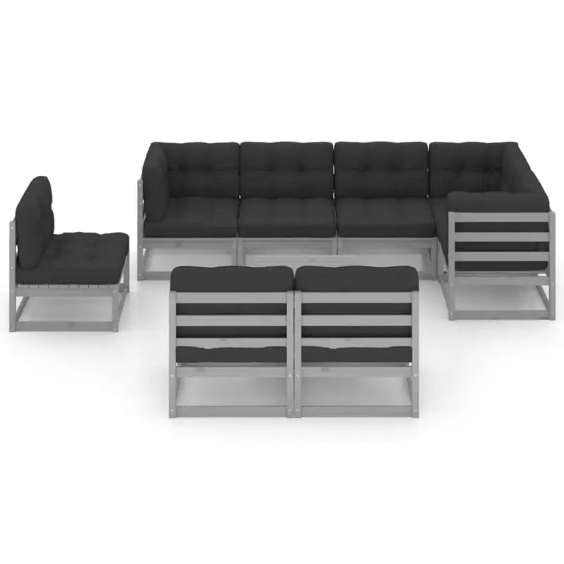 Tuinset van massief grenenhout met rug en zijkussens voor optimaal comfort - Tuinsets