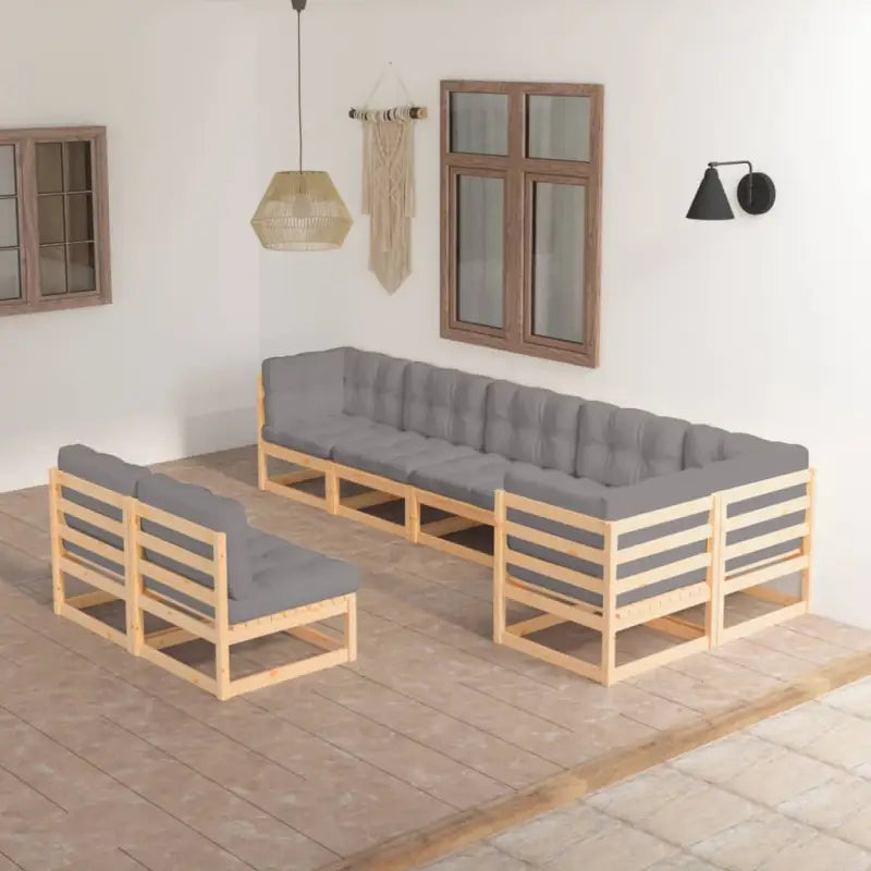 Tuinset van massief grenenhout met rug- zijkussen voor comfort - Tuinsets