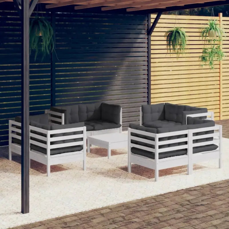 Tuinset van massief grenenhout met voetenbank en rugzijkussens - Tuinsets
