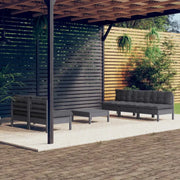 Tuinset van massief grenenhout met voetenbank en tafel voor ontspannen tuinmomenten - Tuinsets