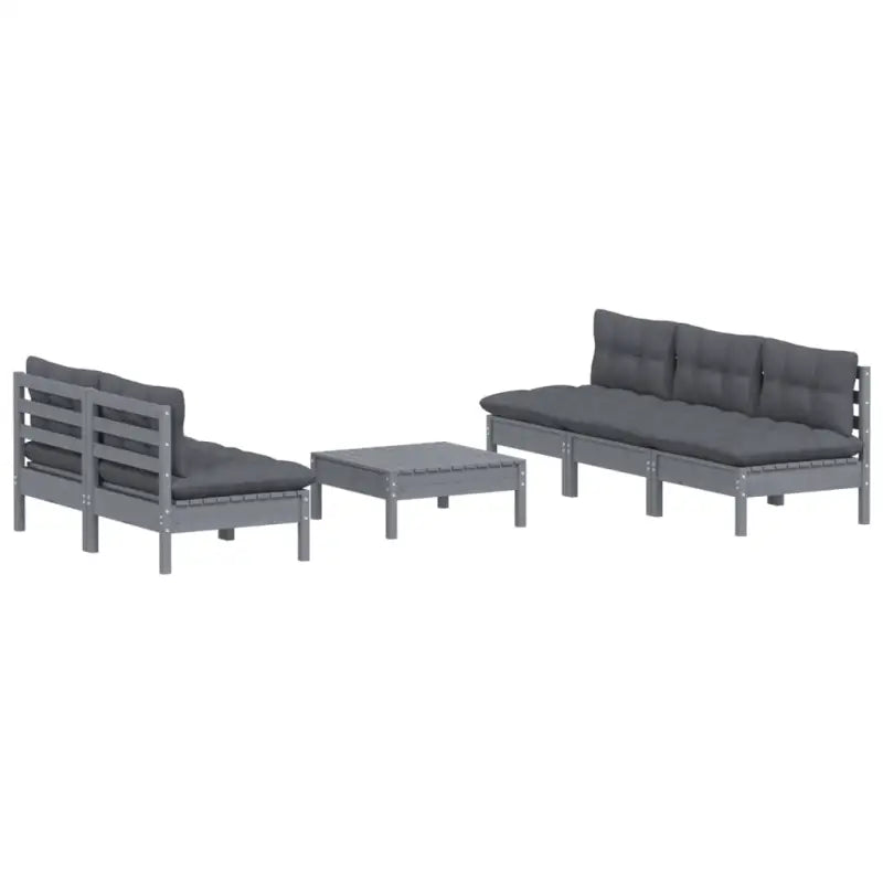 Tuinset van massief grenenhout met voetenbank en tafel voor ontspannen tuinmomenten - Tuinsets