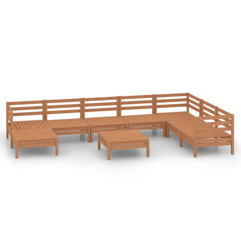 Tuinset van massief grenenhout met voetenbank en tafel voor ontspanning - Honingbruin - Tuinsets