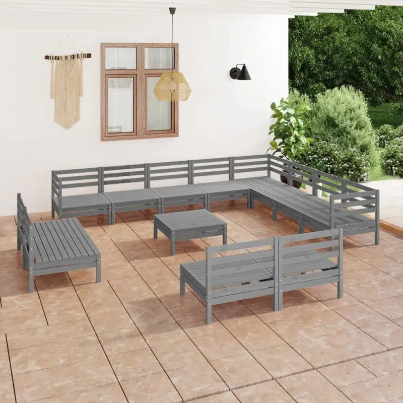 Tuinset van massief grenenhout met voetenbank en tafel voor ontspanning - Tuinsets
