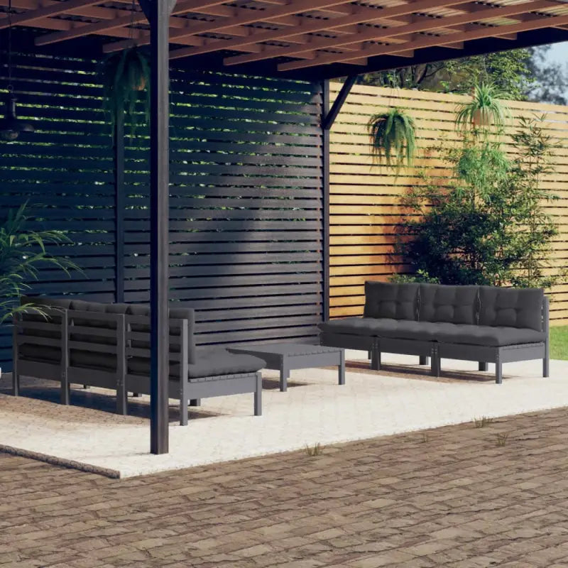 Tuinset van massief grenenhout met voetenbank en tafel voor ontspanning - Tuinsets